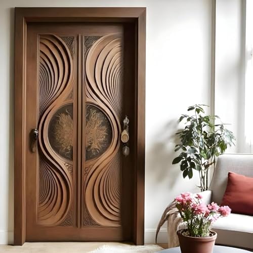 MKH Hand-Carved Sagwan Teak Wood Double Door